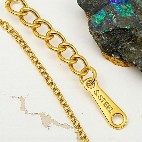 18K Gold Plated Stainless Steel Two-Tone Boho Floral Enamel Charm Necklace Gift - Picture 9 of 17